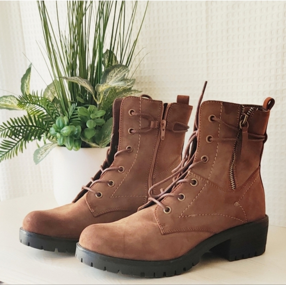 Dunes Kobe Women's Heeled Combat Lace up Ankle Boots Size 8M